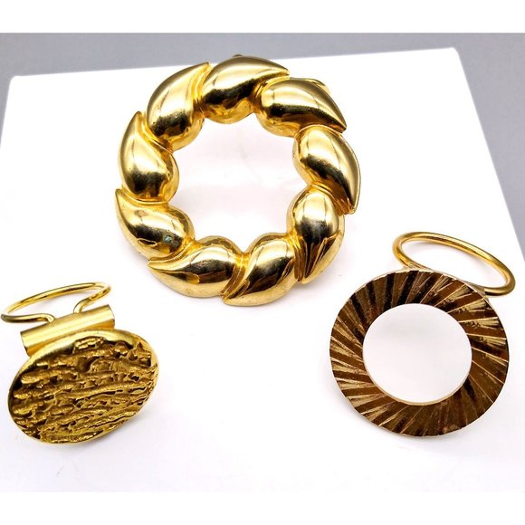 Vintage Basic Scarf Clip Lot, 3 Elegant Minimalist Shawl Slide Bundle - Picture 2 of 3